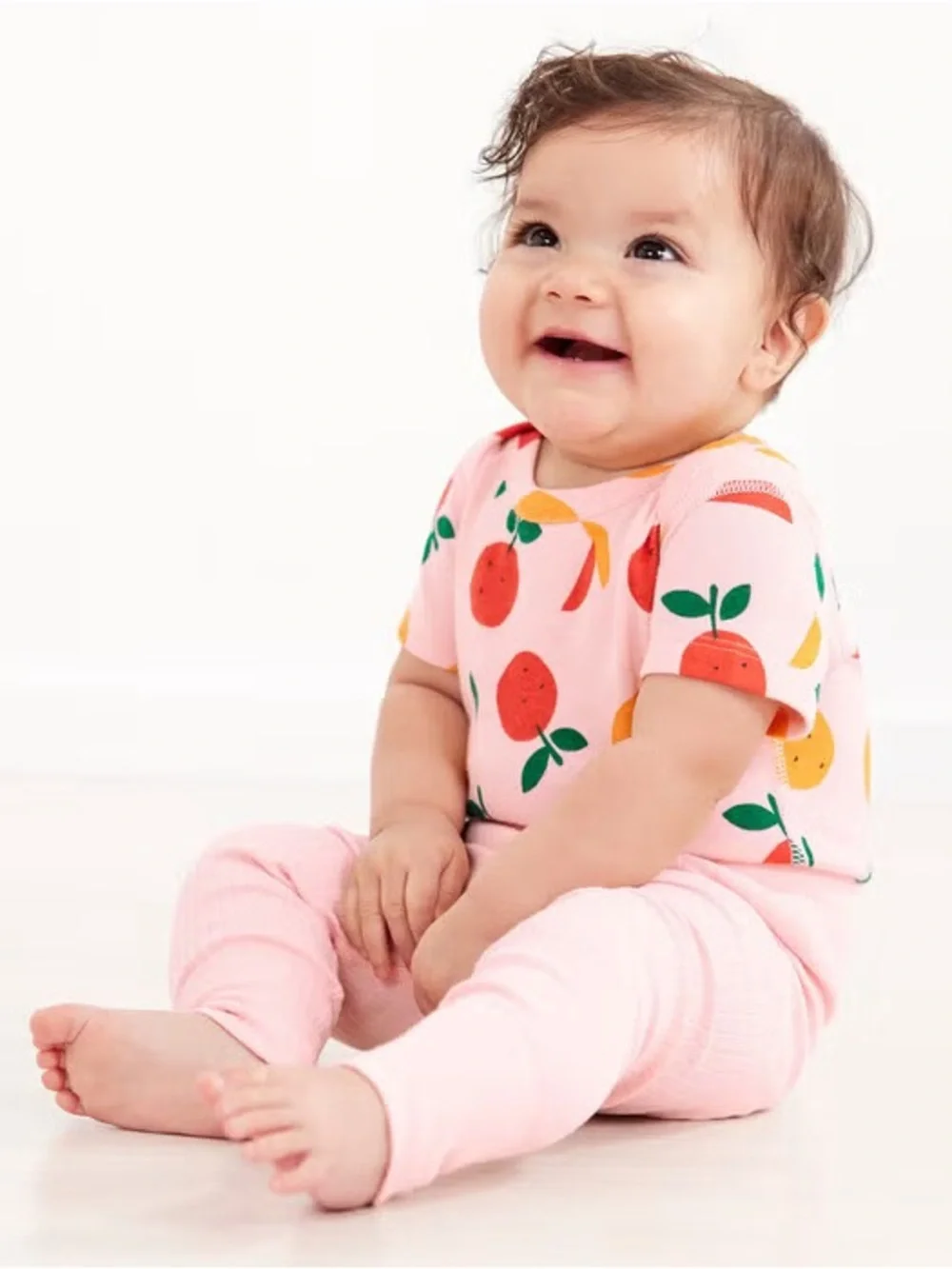 Hanna Andersson Pink Citrus Fruit Short-Sleeve Bodysuit